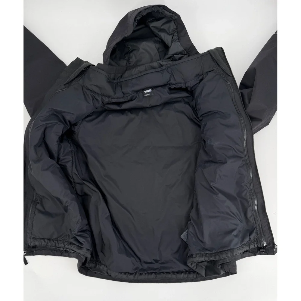 The North Face Mens DryVent Insulated Hooded Jacket Black Wiremax Logo Large